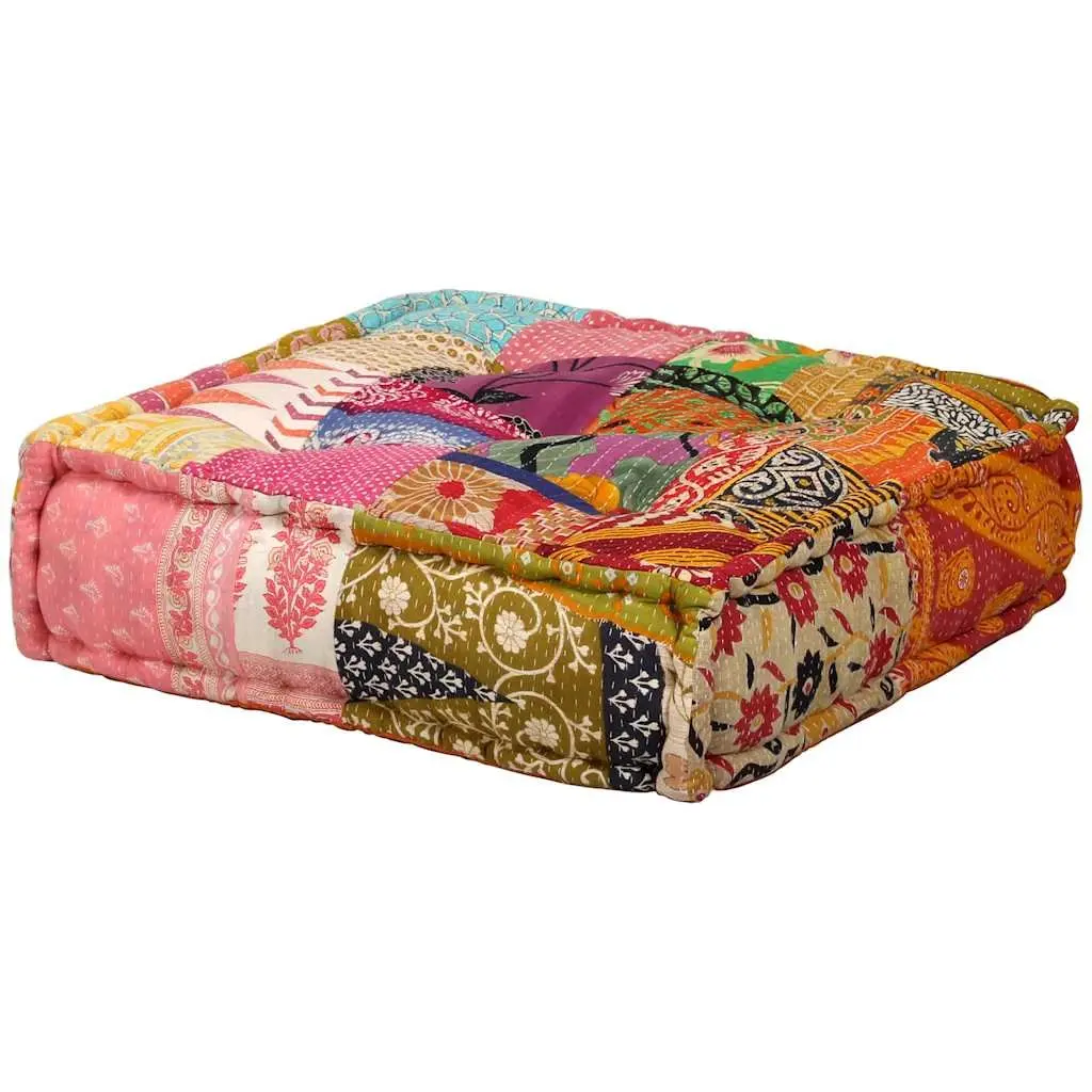 2-Seater Modular Pouffe Patchwork Multicolour Convertible Sofa Bed Lounge