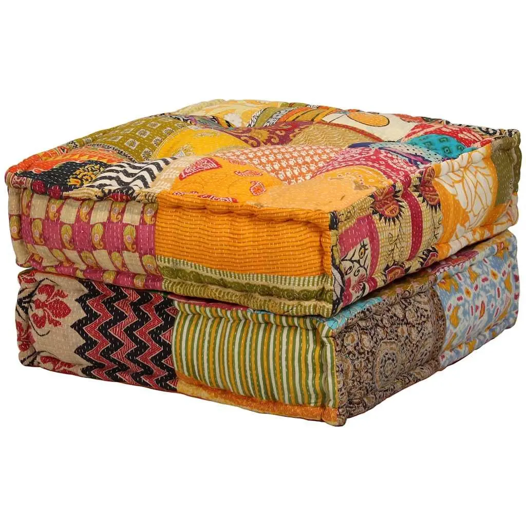 2-Seater Modular Pouffe Patchwork Multicolour Convertible Sofa Bed Lounge