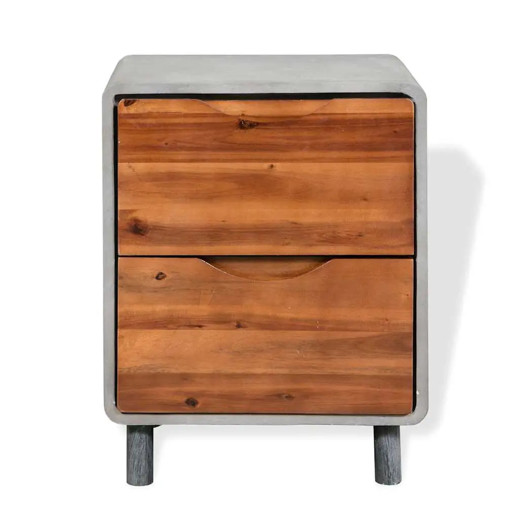 Bedside Table Concrete Frame Industrial Nightstand Grey 40 x 30 x 50 cm