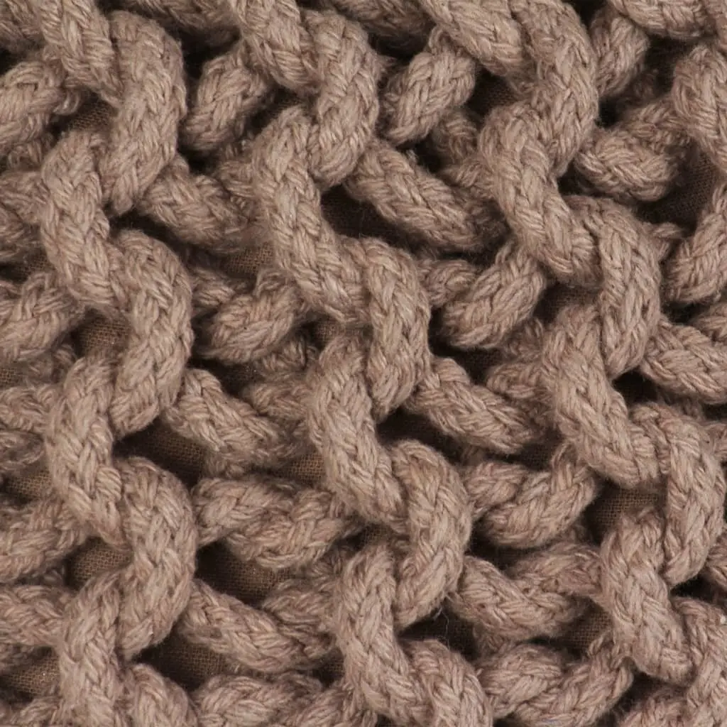 Hand-Knitted Cotton Pouffe Footstool 50x35 cm Brown