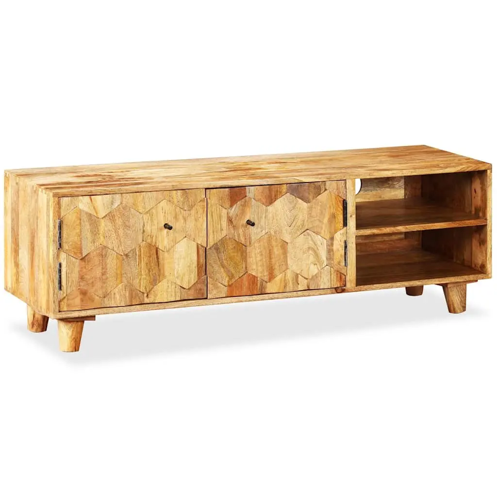 TV Stand Lowboard Brown Solid Mango Wood 118x35x40cm Living Room Storage Unit