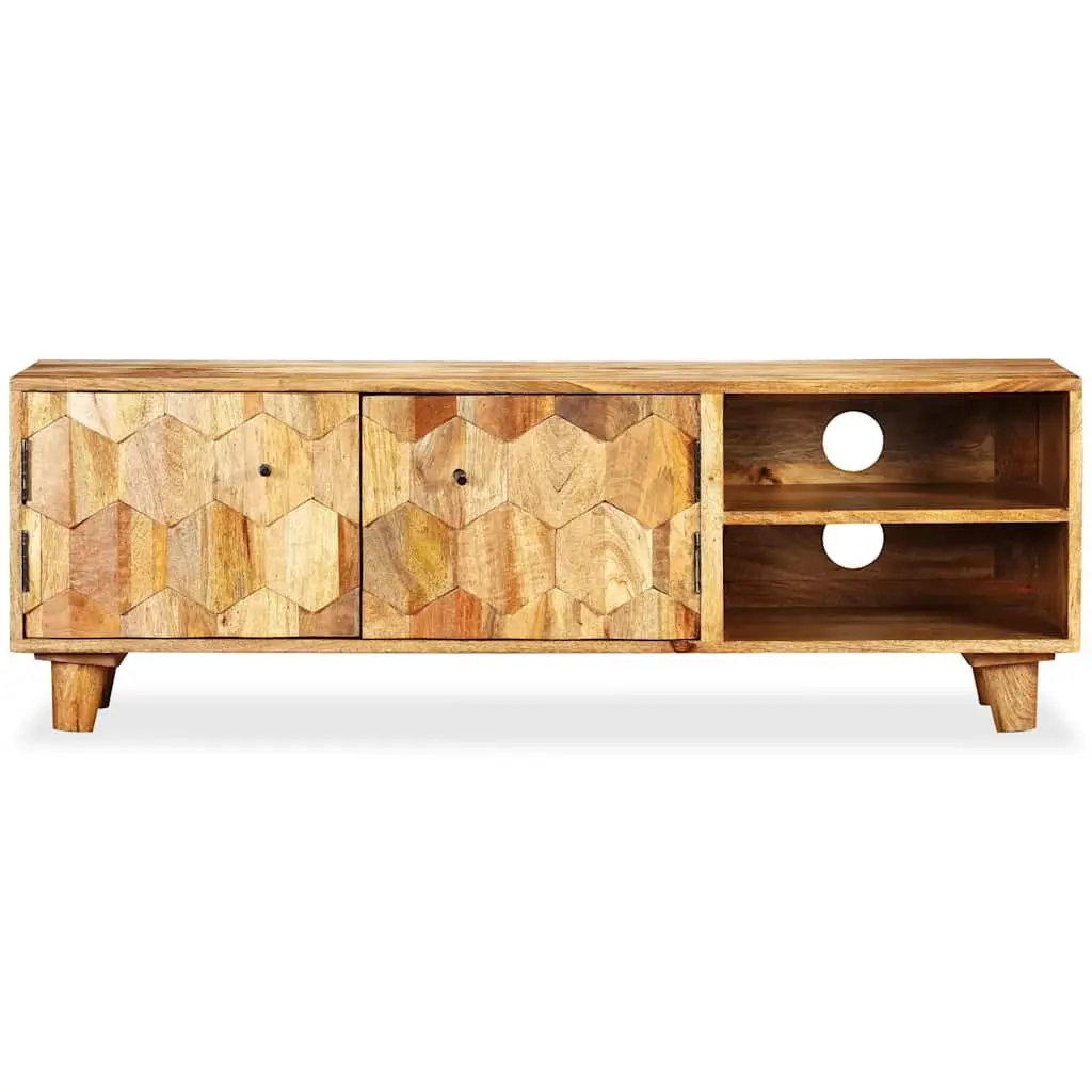 TV Stand Lowboard Brown Solid Mango Wood 118x35x40cm Living Room Storage Unit