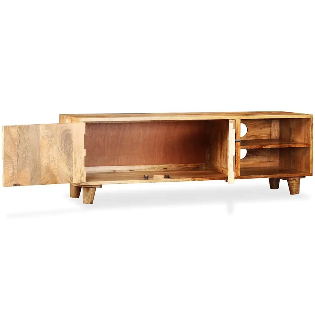 TV Stand Lowboard Brown Solid Mango Wood 118x35x40cm Living Room Storage Unit