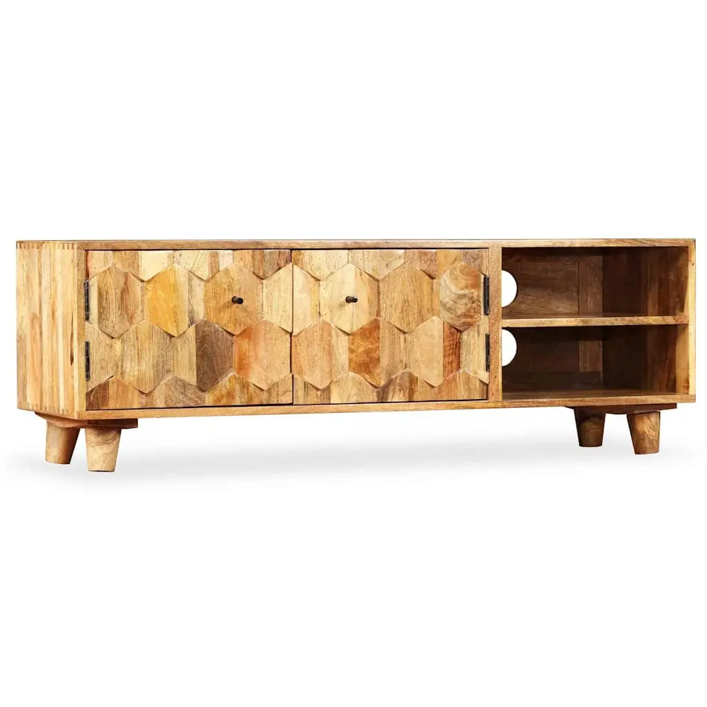 TV Stand Lowboard Brown Solid Mango Wood 118x35x40cm Living Room Storage Unit