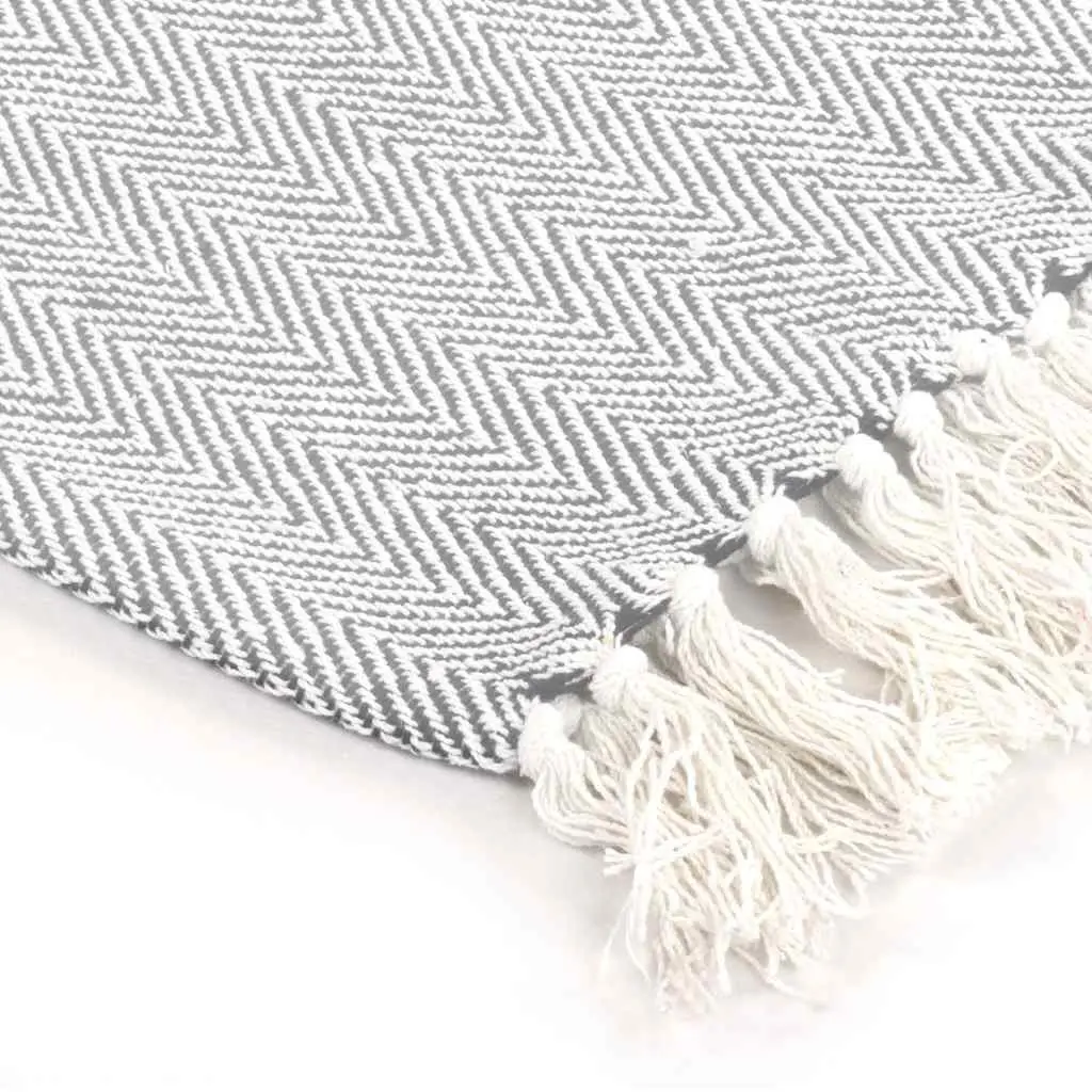 Cotton Herringbone Throw Blanket Grey 160x210 cm Soft for Sofa Bed Chair