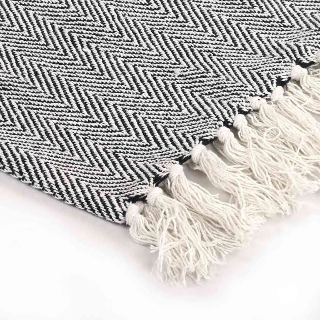 Cotton Herringbone Throw Blanket 160x210cm Navy Blue