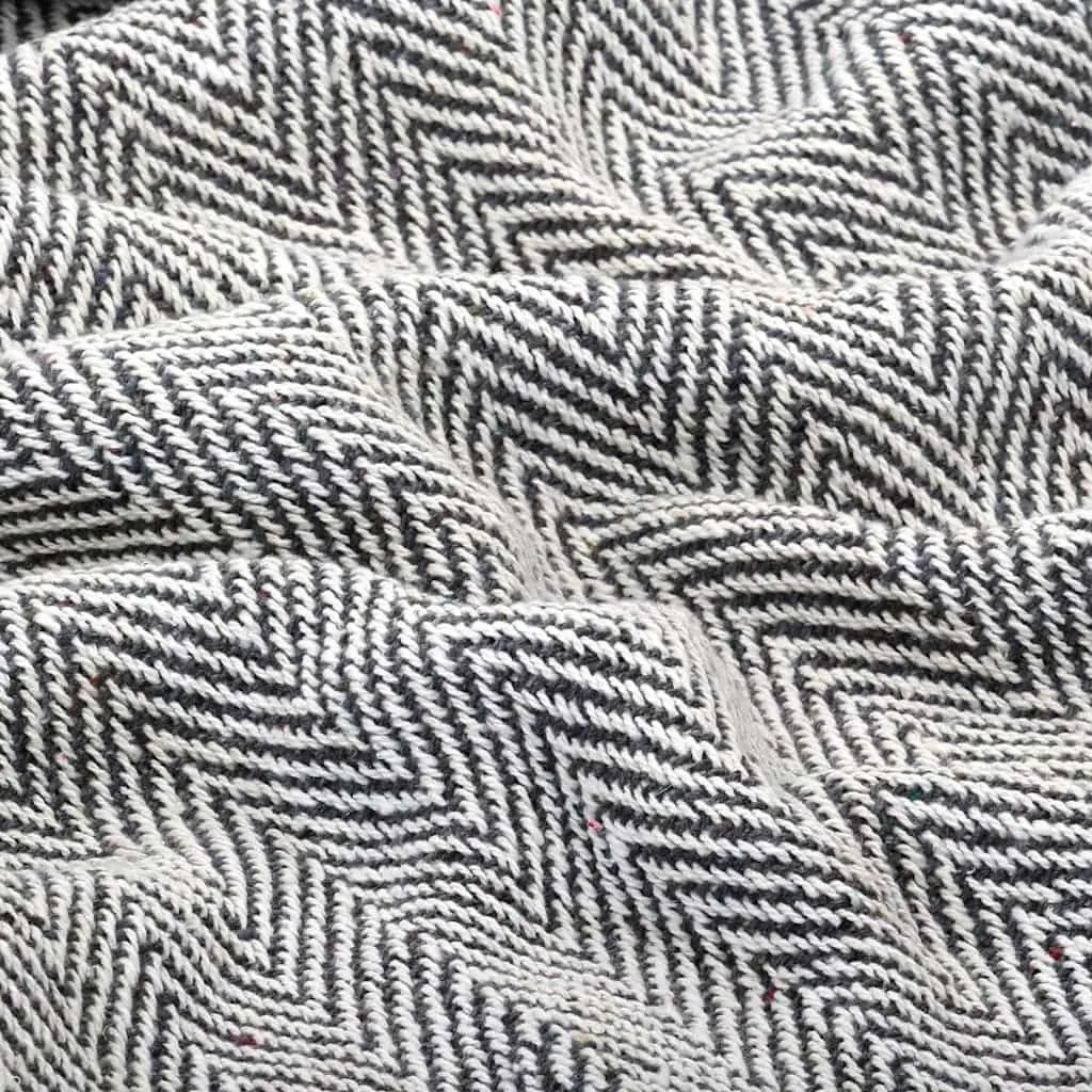 Cotton Herringbone Throw Blanket 160x210cm Navy Blue