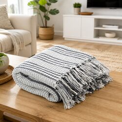 Versatile Cotton Throw Blanket for Sofa and Chair Use