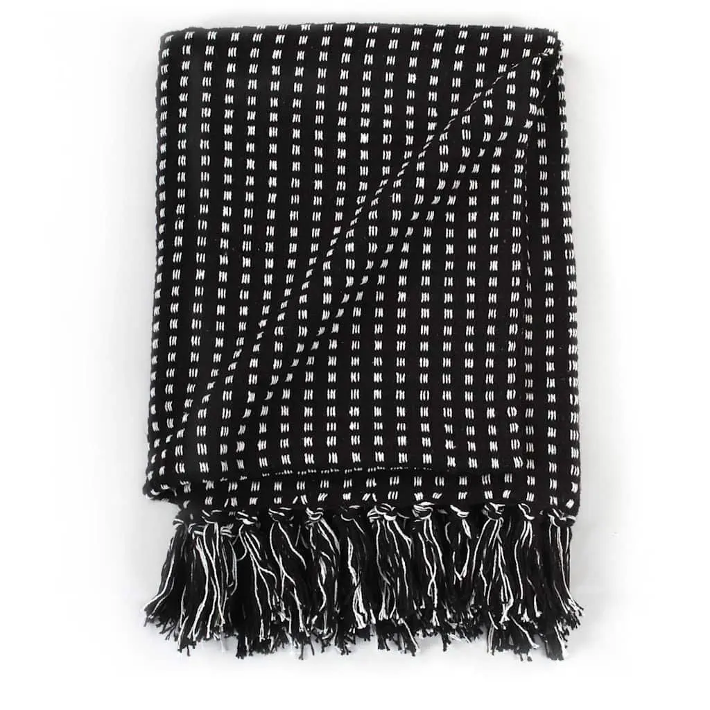 Cotton Throw Blanket 125x150 cm Plaid Design Tassel Black Sofa Bed Chair Cover