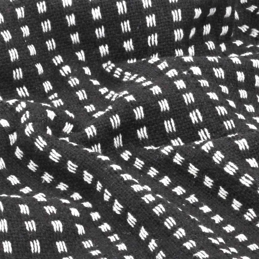 Cotton Throw Blanket Black Plaid 160x210 cm Soft Tassels