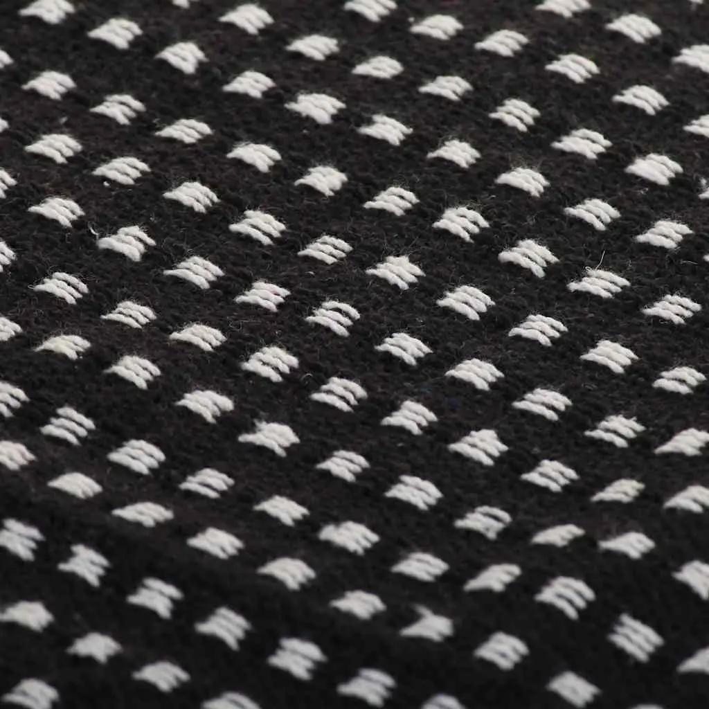 Cotton Throw Blanket Black Plaid 160x210 cm Soft Tassels