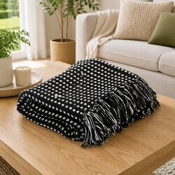 Practical Black Plaid Cotton Throw Blanket for Any Room