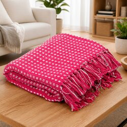 Versatile Cotton Throw Blanket 125x150 cm in Pink Plaid