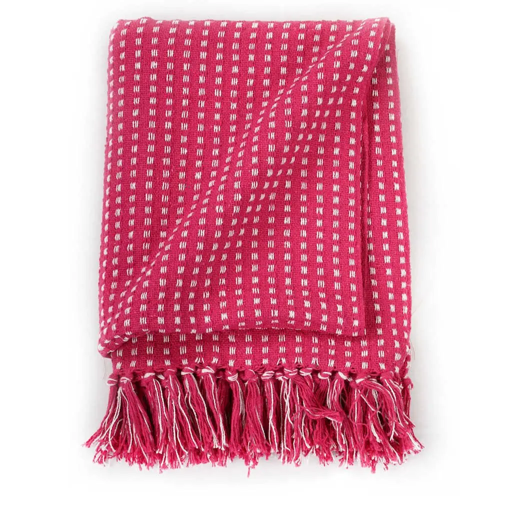 Cotton Throw Blanket Plaid 220x250 cm Pink Soft