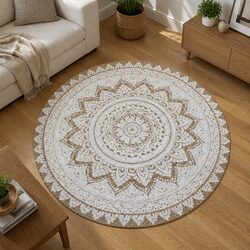 Ideal Round Jute Rug for Living Rooms and Bedrooms 90cm