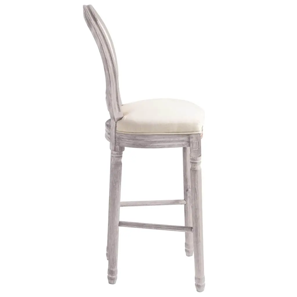 Bar Stools 2pcs White Linen Bar Chairs Vintage Kitchen Dining Seating