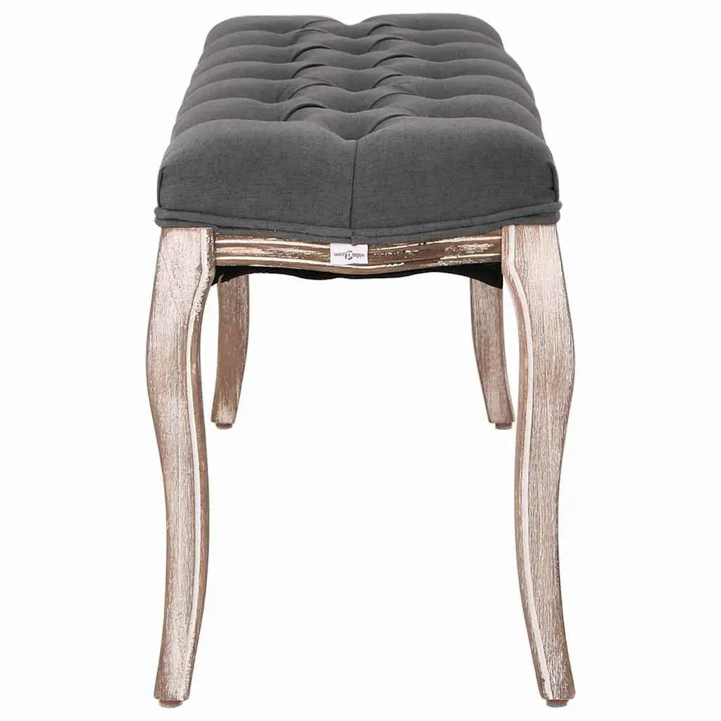Padded Storage Bench Grey Linen Solid Wood Frame Entryway Hallway Seating