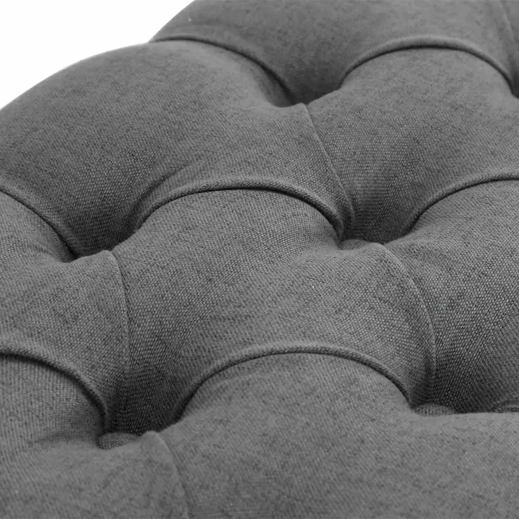 Padded Storage Bench Grey Linen Solid Wood Frame Entryway Hallway Seating