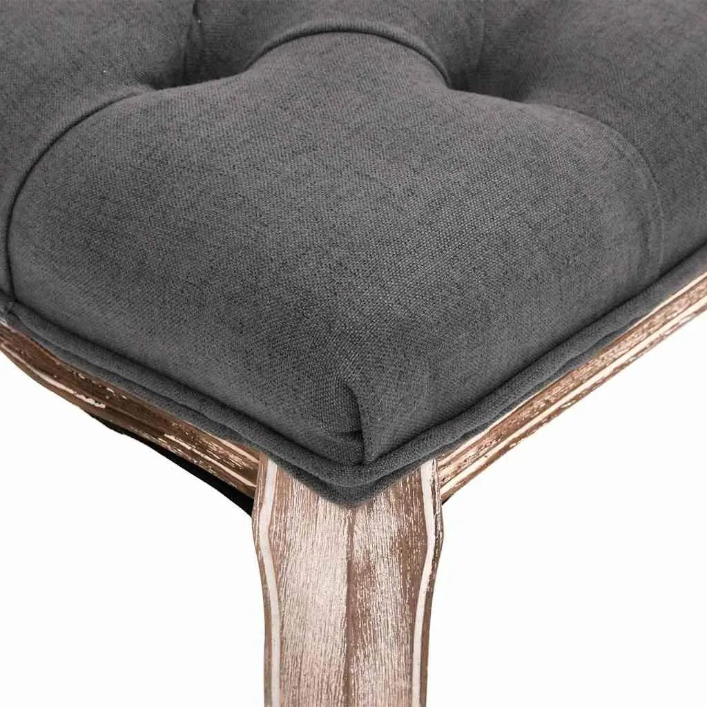Padded Storage Bench Grey Linen Solid Wood Frame Entryway Hallway Seating