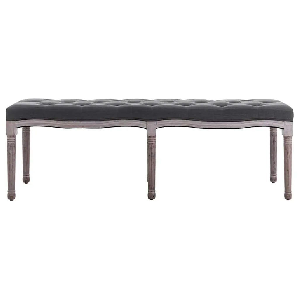 Padded Bench Grey Linen Upholstered Solid Wood Frame Entryway Seating with Storage 150x40x48cm