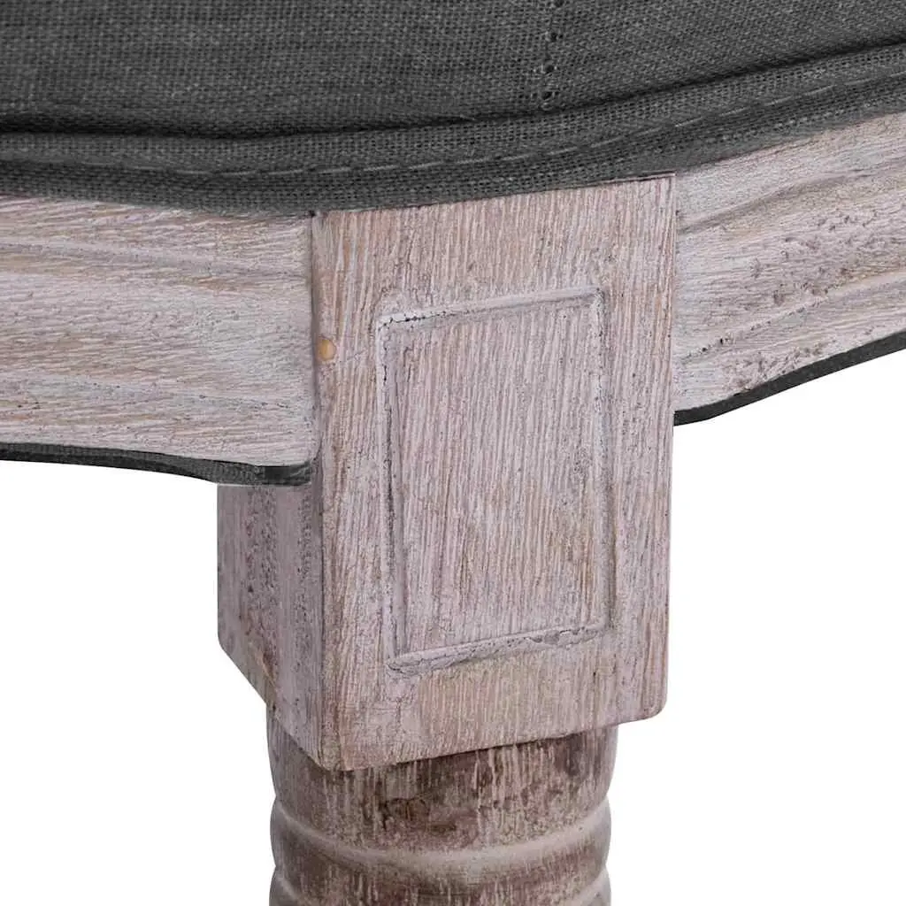 Padded Bench Grey Linen Upholstered Solid Wood Frame Entryway Seating with Storage 150x40x48cm