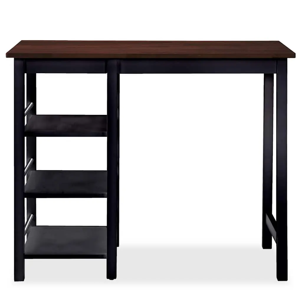 Bar Set MDF and Rubberwood 3 Pieces Black