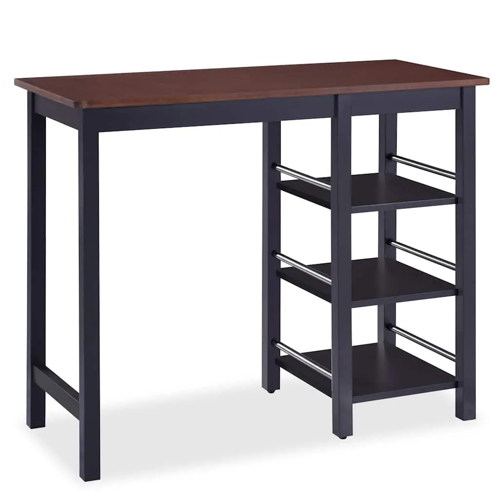 Bar Set MDF and Rubberwood 3 Pieces Black