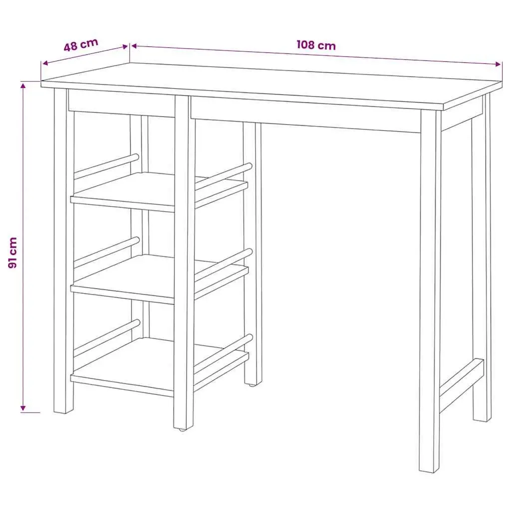 Bar Set MDF and Rubberwood 3 Pieces Black