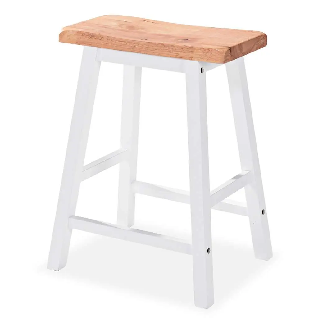 Bar Set MDF Rubberwood 3 Pieces White Kitchen Dining Room Furniture