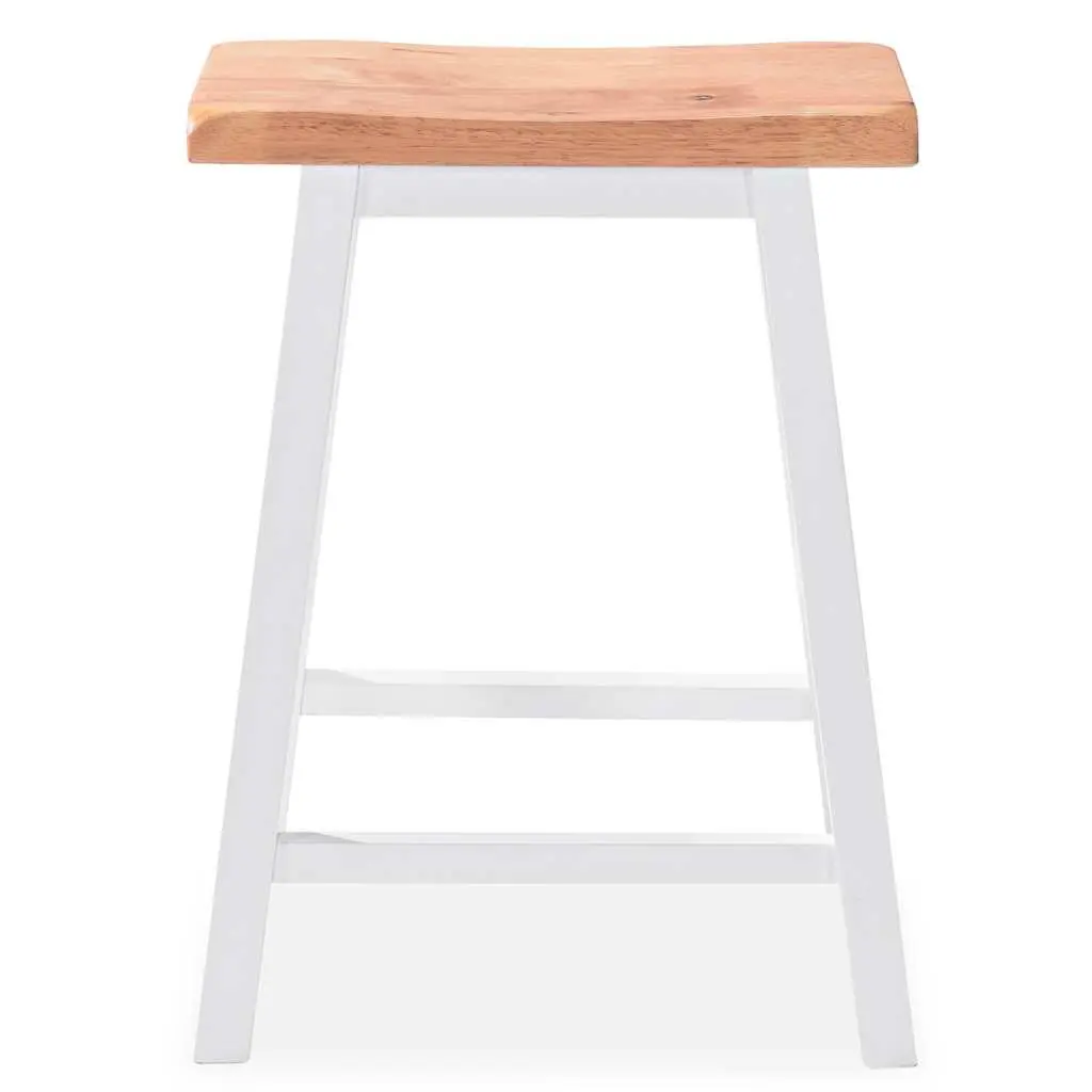 Bar Set MDF Rubberwood 3 Pieces White Kitchen Dining Room Furniture