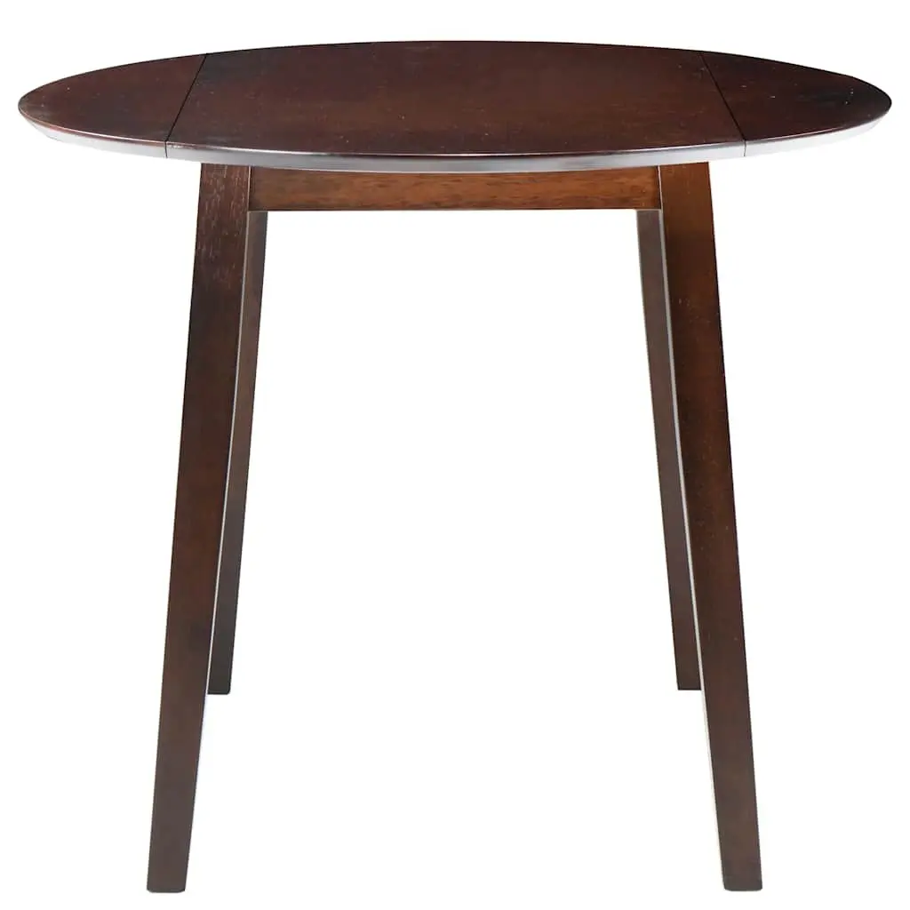 Round Drop-Leaf Dining Table Kitchen Compact Space-Saving Brown Folding Design