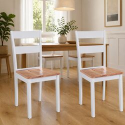 Set of 2 White Rubberwood Chairs for Your Dining Area
