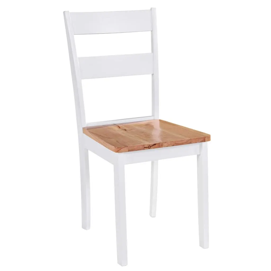 Dining Chairs Solid Rubberwood White Classic 2 Piece Set