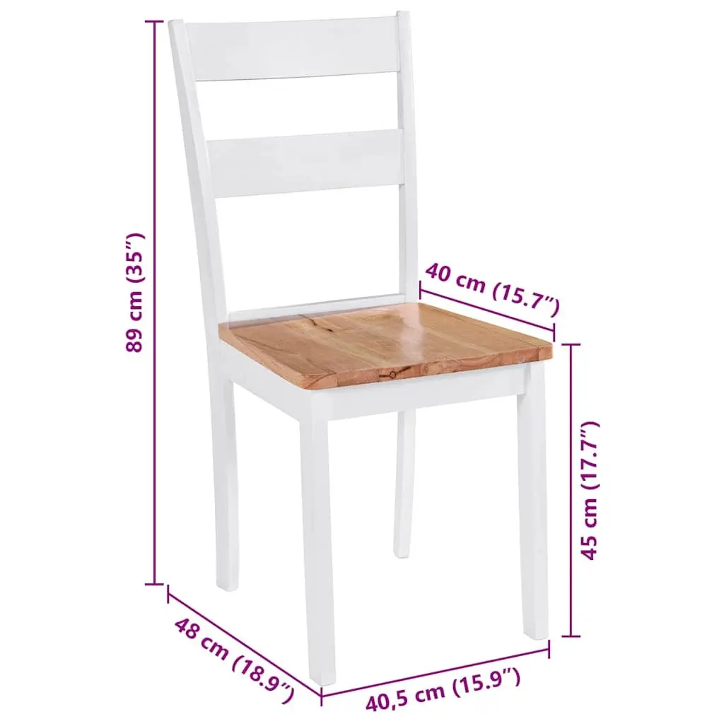 Dining Chairs Solid Rubberwood White Classic 2 Piece Set