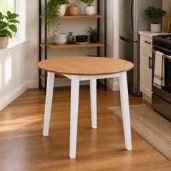 Practical White Round Drop-Leaf Table for Any Home