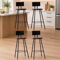 Bar Stools 4 pcs Solid Reclaimed Wood Industrial Brown