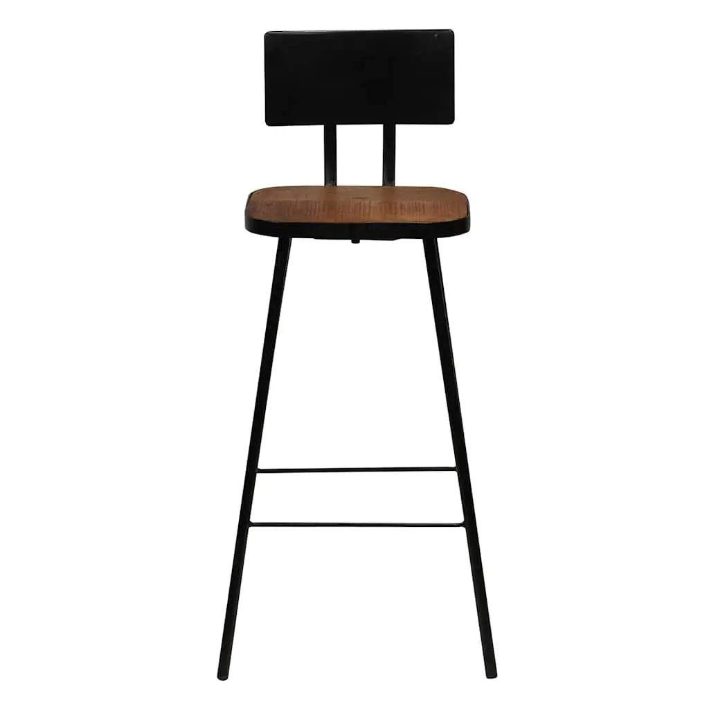 Industrial Bar Stools Solid Wood Antique Style Brown Set of 4