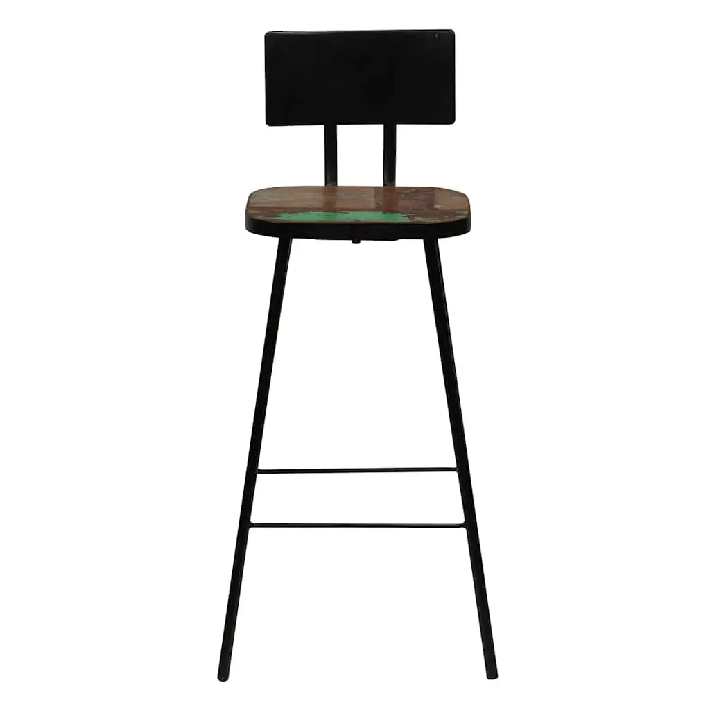 Bar Stools Reclaimed Wood Industrial Kitchen Counter Chairs Brown 2 Piece