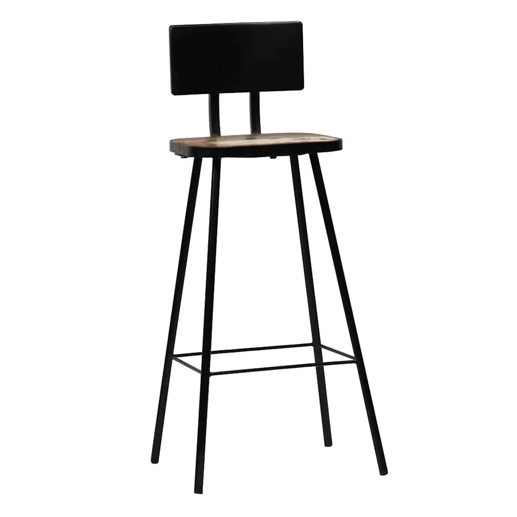 Bar Stools Reclaimed Wood Industrial Kitchen Counter Chairs Brown 2 Piece