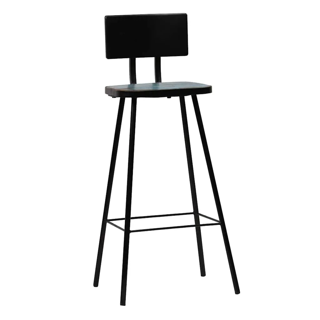Bar Stools Reclaimed Wood Industrial Kitchen Counter Chairs Brown 2 Piece
