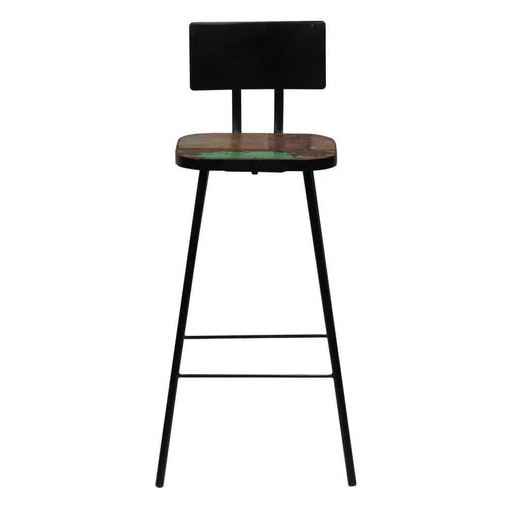 Bar Stools Reclaimed Wood Brown Steel Frame 4 Piece
