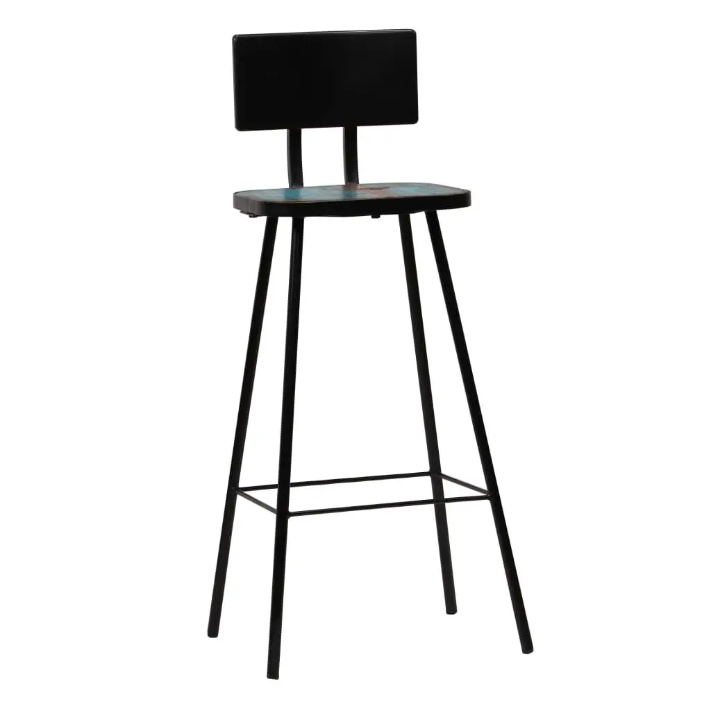 Bar Stools Reclaimed Wood Brown Steel Frame 4 Piece