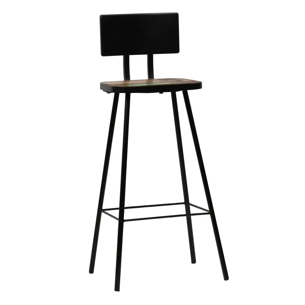 Bar Stools Reclaimed Wood Brown Steel Frame 4 Piece