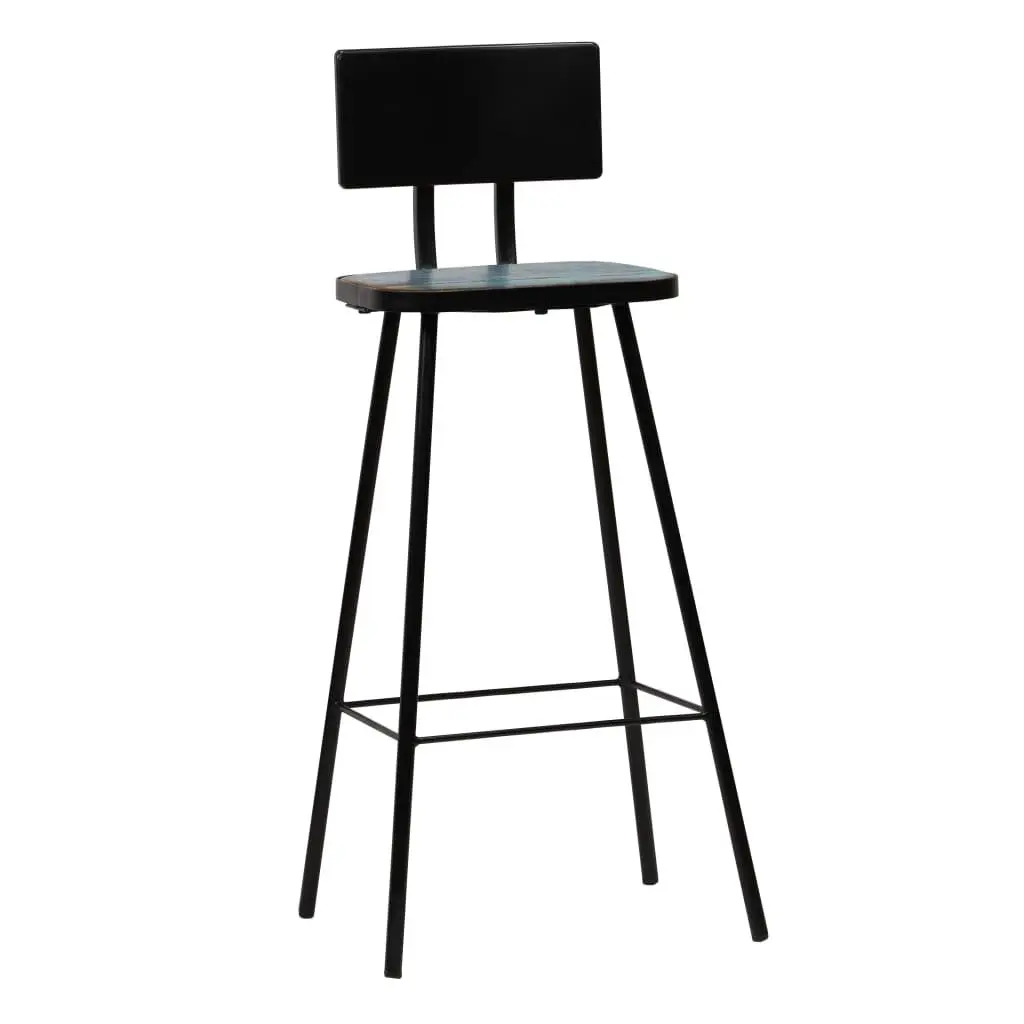 Bar Stools Reclaimed Wood Brown Steel Frame 4 Piece