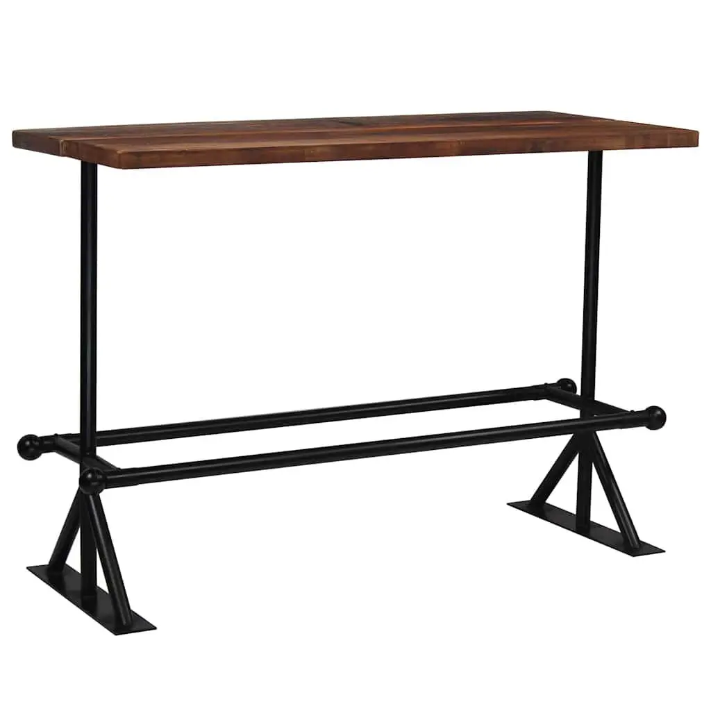 Bar Set 7 Piece Solid Reclaimed Wood Industrial Retro Style Table Chairs Brown