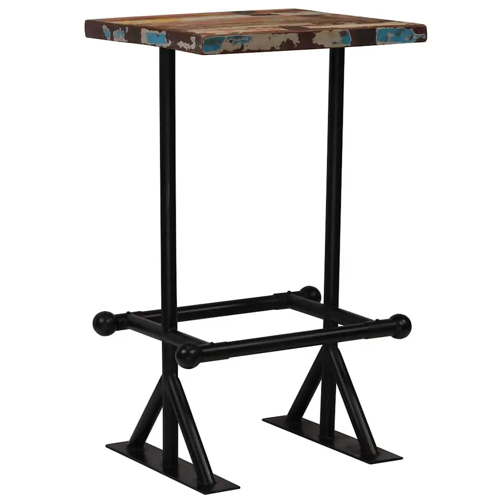Bar Set Reclaimed Wood Industrial Retro 3 Piece Table Chairs Multicolour