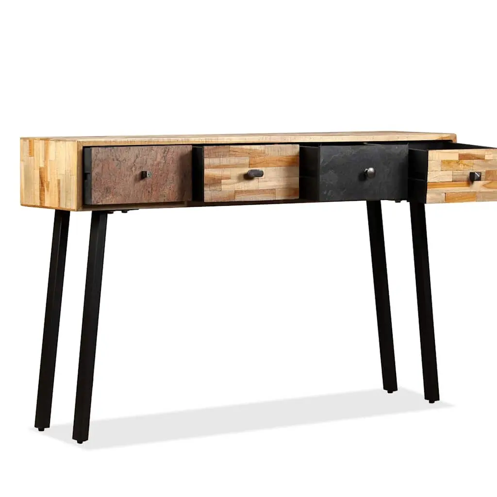 Console Table Reclaimed Teak 120x30x76cm Vintage Multicolour Accent Side Table with Drawers
