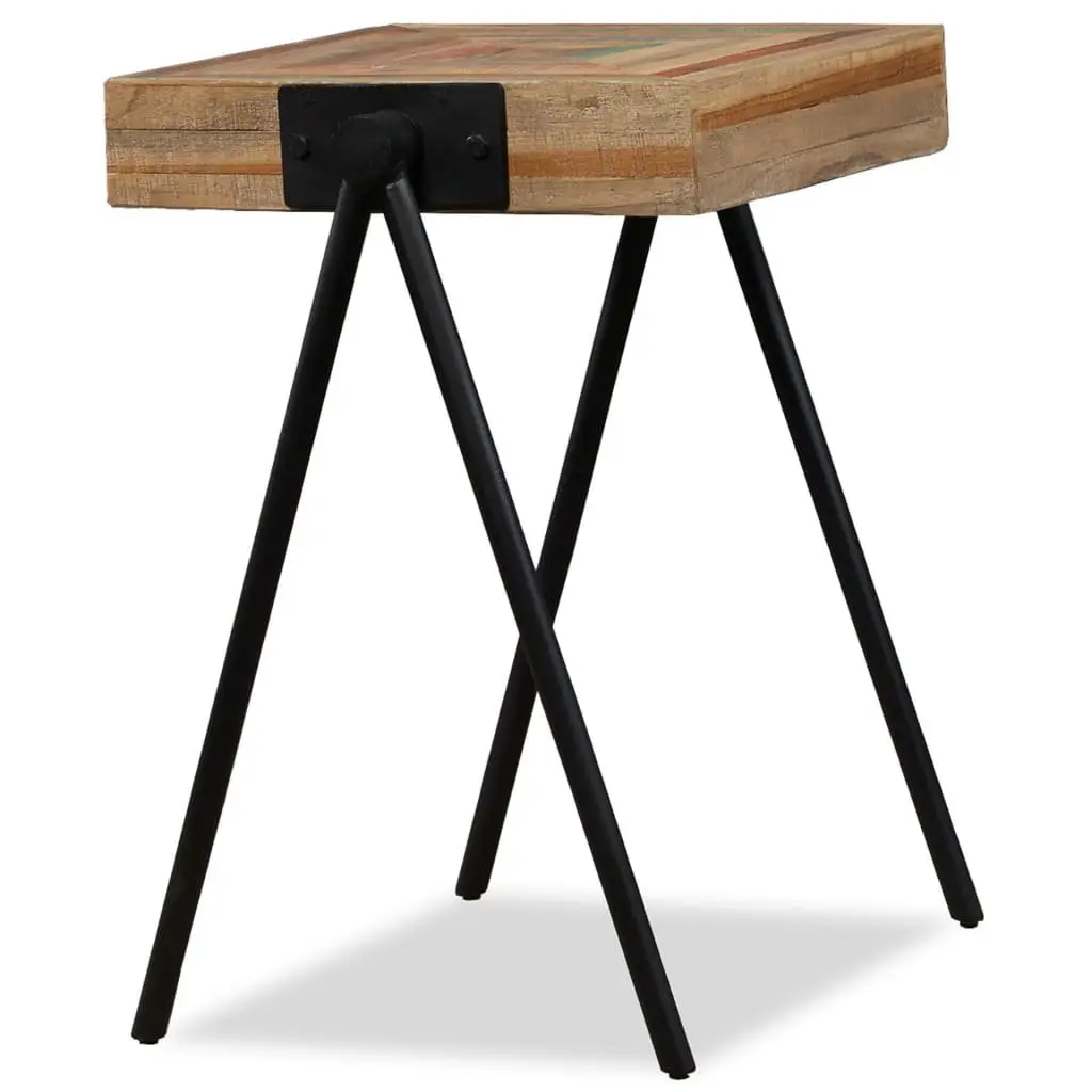 End Table Reclaimed Solid Wood Multicolour Industrial Steel Legs