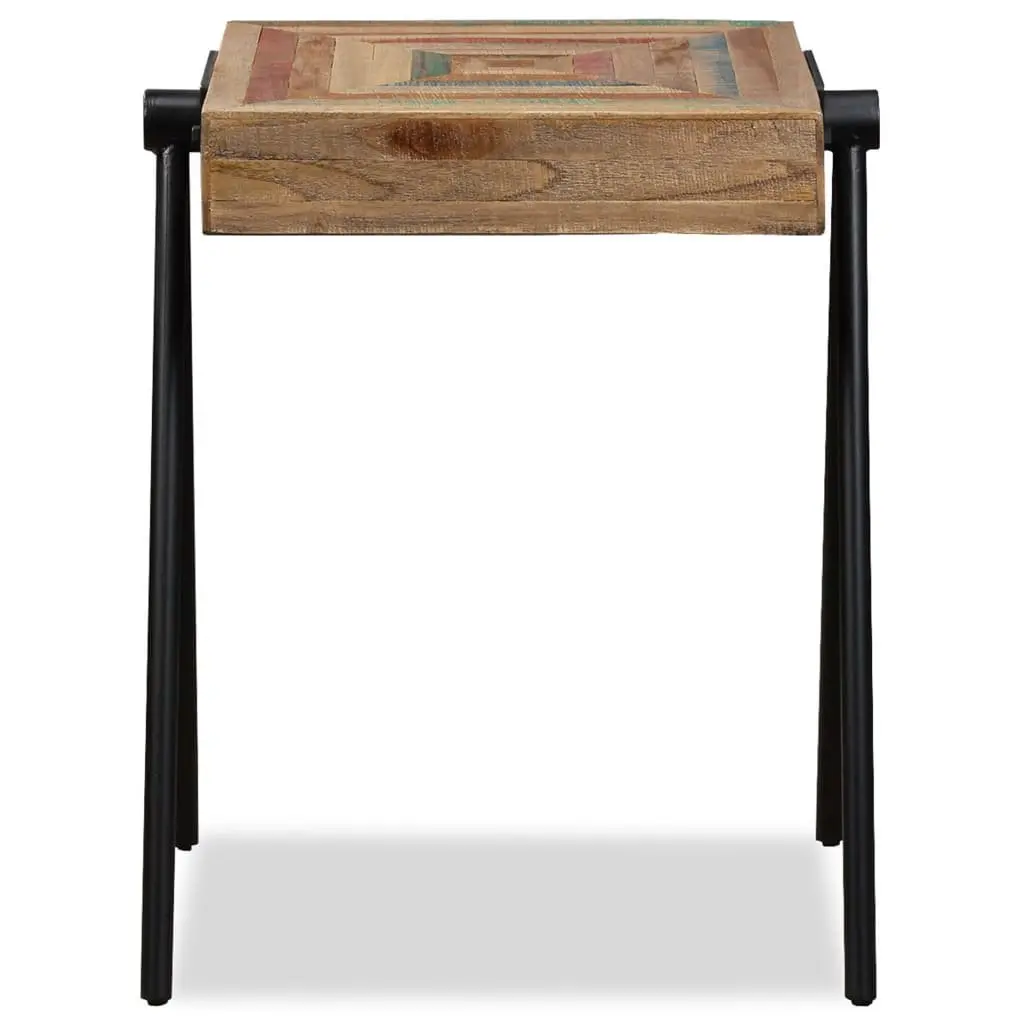 End Table Reclaimed Solid Wood Multicolour Industrial Steel Legs