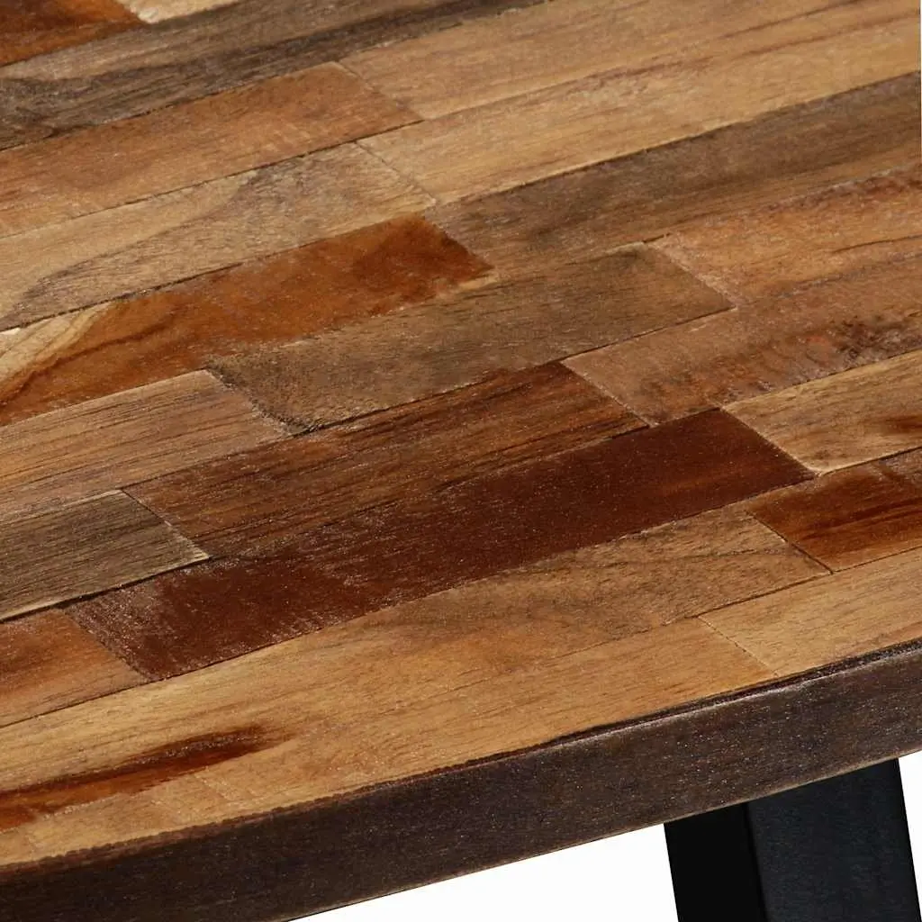 Reclaimed Teak Oval Coffee Table 120cm Solid Wood with Steel Legs Natural Finish Living Room Accent Furniture